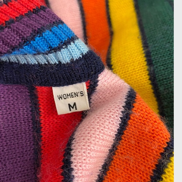 Vintage Multicolor Rainbow Stripe Turtleneck Sweater S/M - Picture 6 of 8